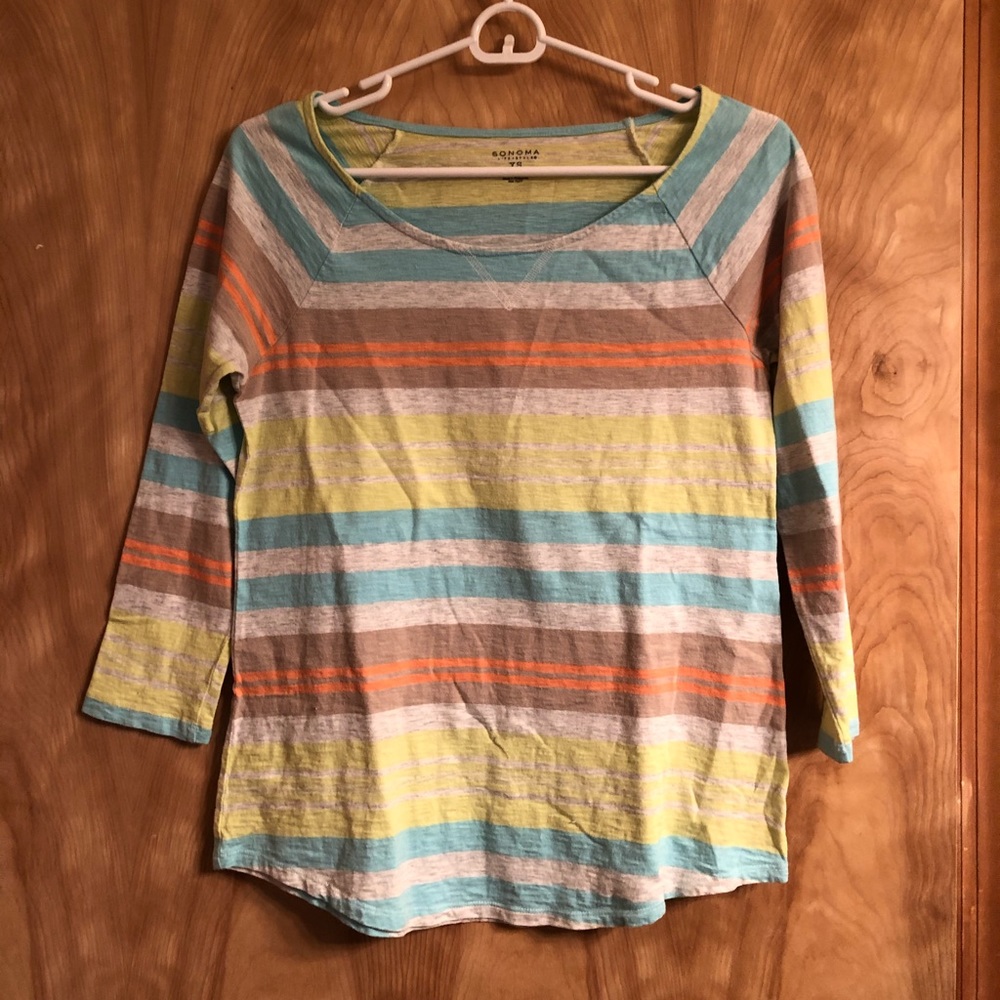 Women’s multicolor striped 3/4 sleeve top